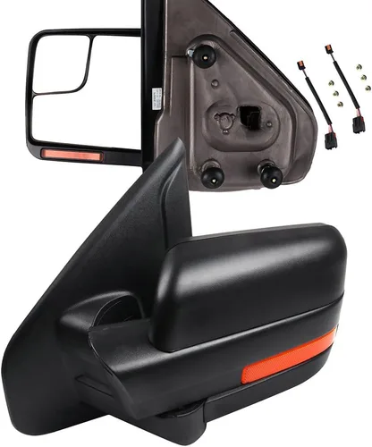 Vista 40 de Conjunto de espejo lateral del conductor o del pasajero para Ford F150 F250 F350 plegable manual, sin calefacción, color negro liso, paquete de 1