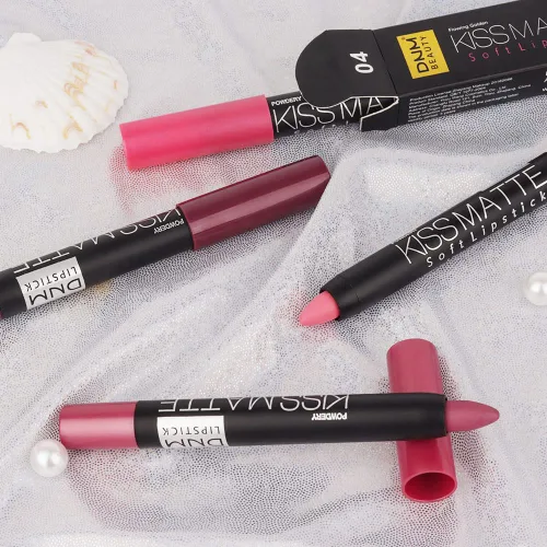 Vista 8 de evpct 3 piezas de lápiz crayón delineador de labios mate metálico rosa natural ligera y lápiz labial Set de larga duración impermeable que coincide