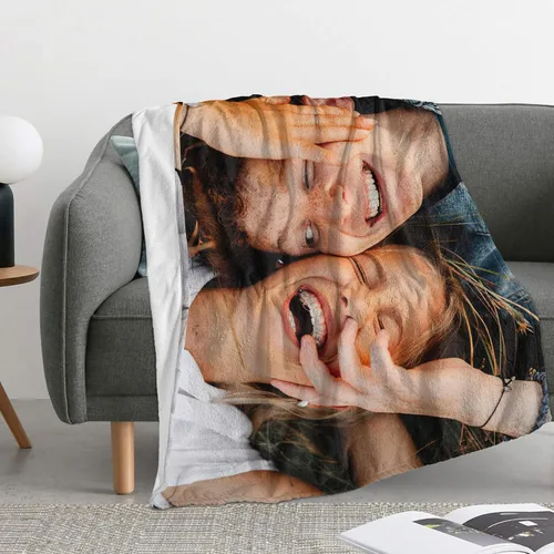 Vista 2 de Manta personalizada con texto fotográfico, manta personalizada con imagen para niños, madres, padres, amantes de mascotas, manta de franela