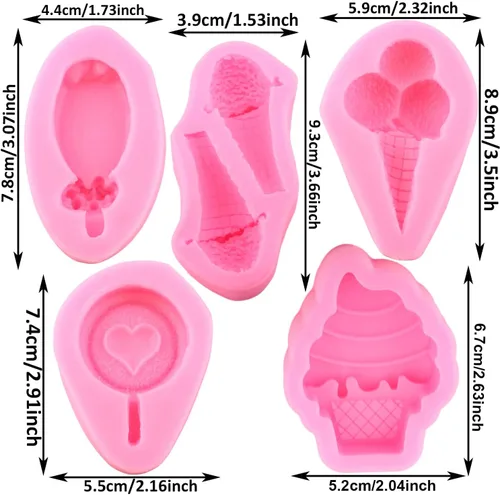Vista 2 de Mujiang Mini molde de silicona para paletas de helado de verano, para decoración de pasteles de cumpleaños, cupcakes, caramelo, arcilla, chocolate