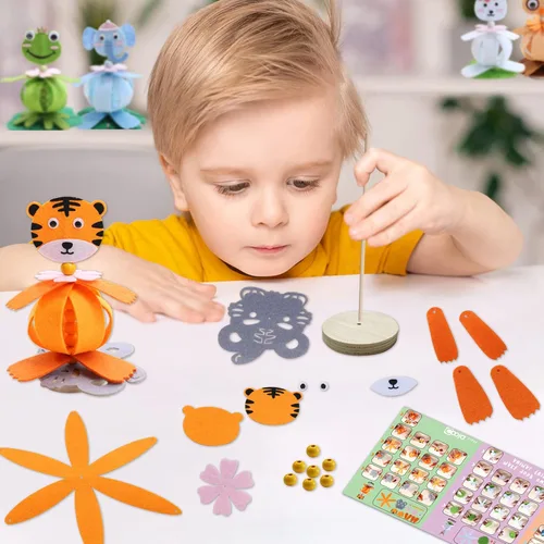 Vista 5 de Kits de manualidades Coola para niños de fieltro Animales pequeños para niños - Pack de 6 Arte y manualidades DIY Juguetes educativos tempranos
