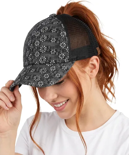 Vista 90 de Funky Junque - Sombrero de cola de caballo para mujer, gorra de béisbol con ajuste ajustable y cola de caballo alta cruzada para uso diario Paquete