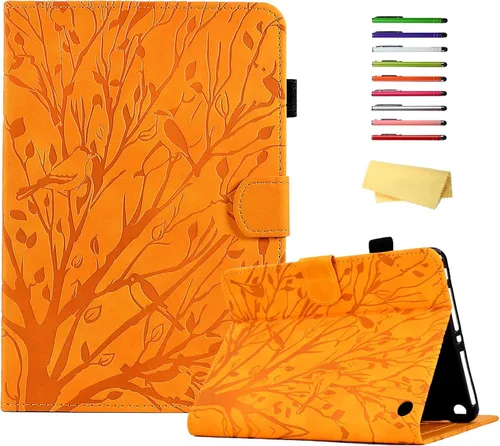 Vista 22 de Funda para tableta Amazon Kindle Fire HD 8 (8ª/7ª/6ª generación, 2018/2017/2016), con portalápices, bolsillo para tarjetas, imán de piel sintética