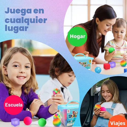Vista 8 de Pelotas de Estrés y Juguetes Sensoriales Fidget: Juego de 12 Bolas Esponjosas de Estrés para Niños de 3 a 12 años - Bola Sensorial de Terapia