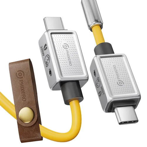Vista 19 de PHIXERO Cable USB C a USB C de 240 W, aleación de zinc, 20 Gbps, 1.6 pies, negro