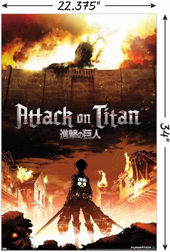 Vista 3 de Trends International Attack on Titan - Póster de pared con fuego, 22.375" x 34", versión sin marco