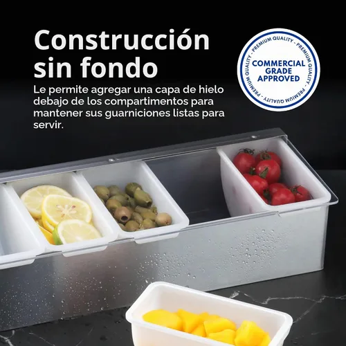 Vista 9 de New Star Foodservice Dispensadores de condimentos de grado restaurante con múltiples compartimentos (plata, 3 compartimentos)