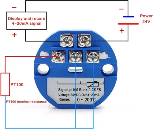 Vista 5 de PT100 Type to 4-20mA -50-50 0-50 0-100 200 300 Degree RTD Input 4-20mA Output DC24V Thermal Resistance Temperature Transmitter(-50-50 Celsius)
