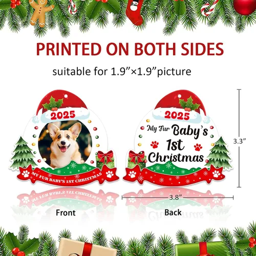 Vista 6 de JUESMOS Marco de fotos de la primera Navidad de perro 2025 My Fur Baby's 1st Christmas marco de fotos adornos regalo personalizado para perro, papá