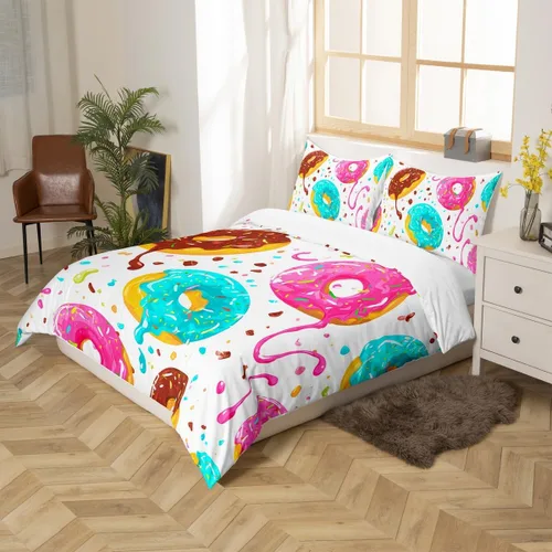 Vista 35 de Feelyou - Funda de edredón con estampado de auriculares, juego de ropa de cama con temática musical, patrón geométrico musical, funda de edredón