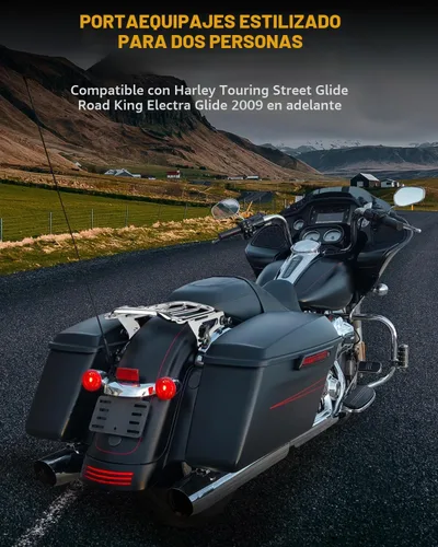 Vista 7 de PBYMT Soporte desmontable para equipaje de dos pisos con ala de aire compatible para Harley Touring Street Glide Road King Electra Glide 2009-2024