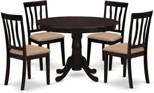 Vista 17 de East West Furniture HLAN3-BCH-C - Juego de mesa de comedor, 3 piezas