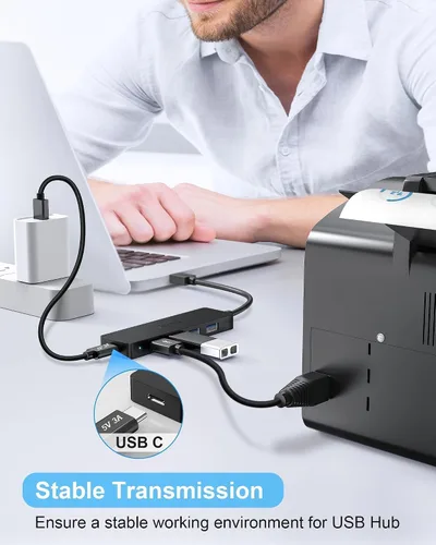Vista 3 de Aceele Concentrador USB 3.2 con cable de datos largo extendido de 4 pies, concentrador USB 3.2 Gen 2 5 en 1