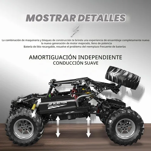Vista 4 de Mould King 18038 Coches de Construcción RC Todo Terreno, 1016 Piezas de Bloques de Construcción Coche de Escalada Modelo con Motores, Idea de Regalo