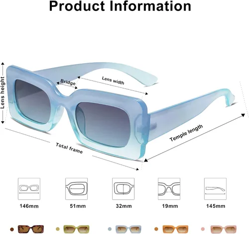 Vista 4 de SOJOS Retro 90s Small Nude Rectangle Sunglasses Womens Mens Trendy Chunky Glasses