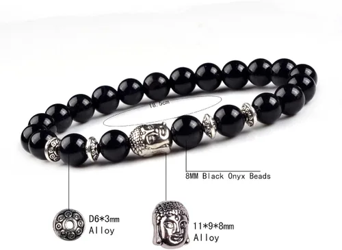 Vista 3 de Joya brazalete con gemas redondas de 8 mm, brazalete para los chacras, regalo de cumpleaños