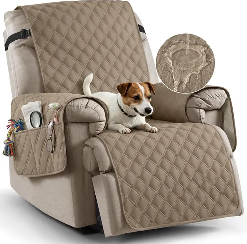 Vista 9 de Ruaozz Funda para Silla Reclinable 100% Impermeable Antideslizante Funda Reclinable para Silla Reclinable Funda de Asiento de Silla Lavable con Beige