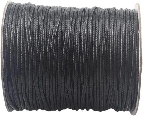 Vista 13 de Cordón de poliéster encerado para hacer joyas, cuerda encerada con carrete para hilo de manualidades (negro, 0.020 in (150 yardas))