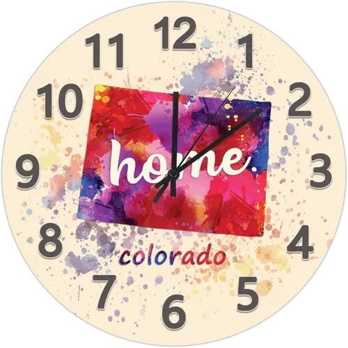 Vista 129 de UFunhome Reloj de pared con mapa del estado de Nevada, acuarela, Estados Unidos, reloj redondo de madera, funciona con pilas, silencioso, sin
