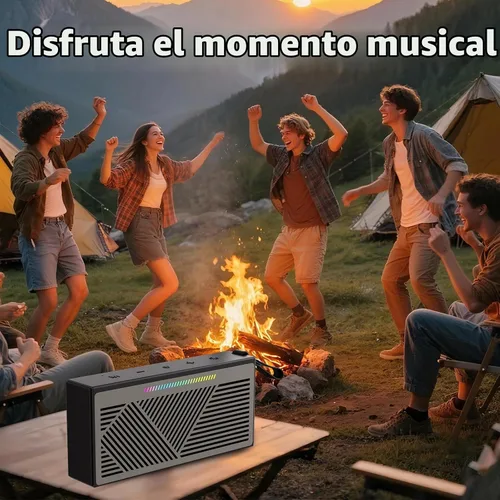 Vista 6 de Altavoz Bluetooth, altavoces Bluetooth inalámbricos portátiles con sonido HD, altavoz impermeable IPX5 con luces LED RGB, Bluetooth5.3