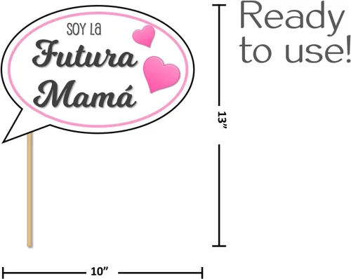 Vista 2 de Accesorios para fotos de baby shower en español. Letreros para fotos de baby shower. Niña. Accesorios para cabina de fotos de baby shower