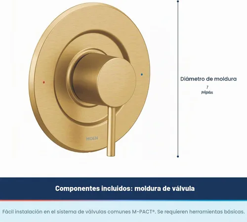 Vista 3 de Moen Align Manija de palanca única de ducha con equilibrio de presión en oro cepillado, requiere válvula Posi-Temp, T2191BG