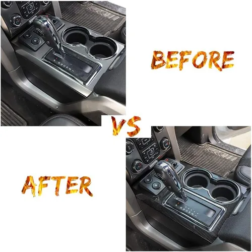 Vista 4 de JeCar Para F150 Panel de Cambio de Cambios de Control Central Cubierta Decoración Marco Ajuste para Ford F150 Raptor 2009-2014 Accesorios