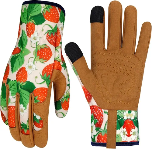 Vista 33 de Guantes de Jardinería de Cuero MERTURN para Mujeres, Guantes de Jardín a Prueba de Espinas, Guantes de Trabajo Compatibles con Pantalla Táctil