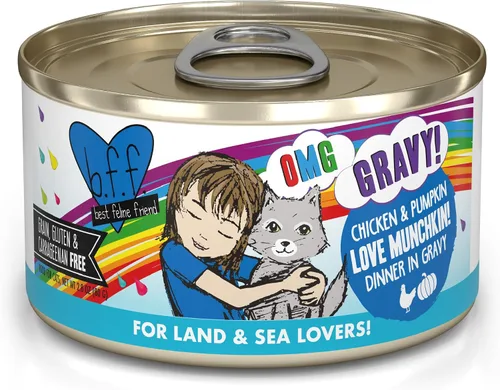 Vista 16 de Weruva B.F.F. OMG – mejor amigo felino Oh My Gravy! Latas de comida húmeda natural sin granos, recetas de tierra y mar en salsa
