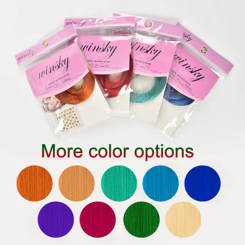 Vista 6 de Winsky Extensiones de cabello humano con cinta roja de 18 pulgadas, extensiones de cabello Remy con pegamento, 10 piezas de 0.88 onzas, cabello
