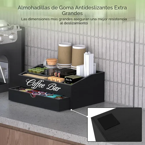 Vista 7 de Suli Organizador de estación de barra de café de 2 niveles para encimera