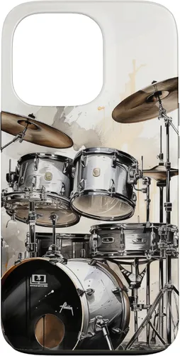 Vista 10 de Vintage Drum Set Drawing Funda para iPhone 17