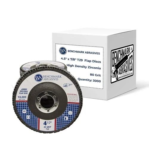 Vista 11 de Benchmark Abrasives 4.5" x 7/8" Discos de solapa Jumbo de alta densidad tipo 29 con circonita de primera calidad de 4 1/2 para amoladora angular