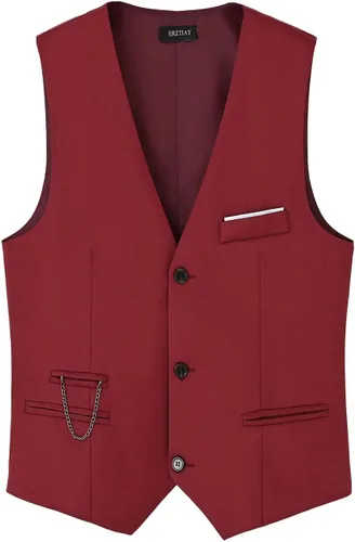 Vista 12 de Chaleco formal de negocios ajustado sin mangas para hombre Negro