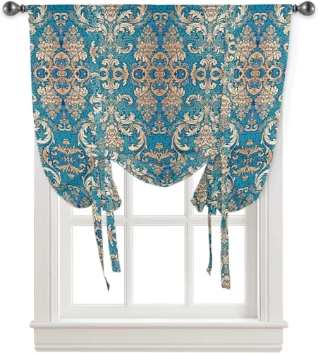 Vista 11 de Cortinas de Navidad con lazos para cocina, baño, dormitorio, ventanas de 45 pulgadas de largo, cortinas con globos, cortinas con bolsillo