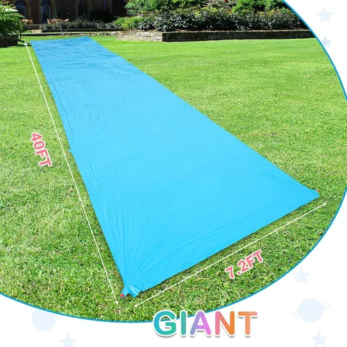 Vista 2 de Tobogán acuático antideslizante de 40 pies, gigante, antideslizante para niños, adolescentes y adultos, para verano, toboganes y toboganes