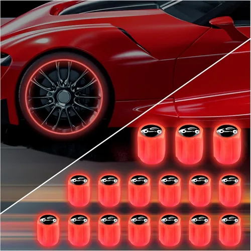 Vista 15 de 16 PCS tapones fluorescentes para vástago de válvula de neumático, tapones luminosos para válvula de aire de rueda de automóvil, accesorios