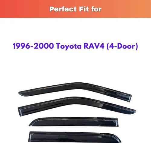 Vista 2 de KPY Protector de lluvia compatible con Toyota RAV4 1996-2000 (4 puertas), 4PC Visera de ventana Deflectores de ventilación de ventana lateral
