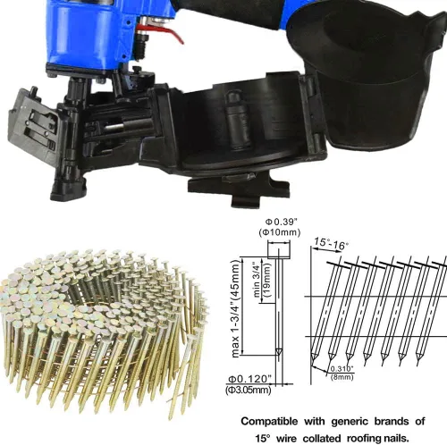 Vista 2 de CN45N - Clavadora para techos, pistola de clavos para techos de 15 grados, clavos de bobina de 3/4 a 1-3/4 pulgadas, 120 piezas de capacidad de Azul