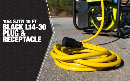 Vista 2 de Southwire Cable generador – Cable de alimentación eléctrica resistente calibre 10 con enchufe de bloqueo L14-30 y receptáculo – Doble voltaje 125