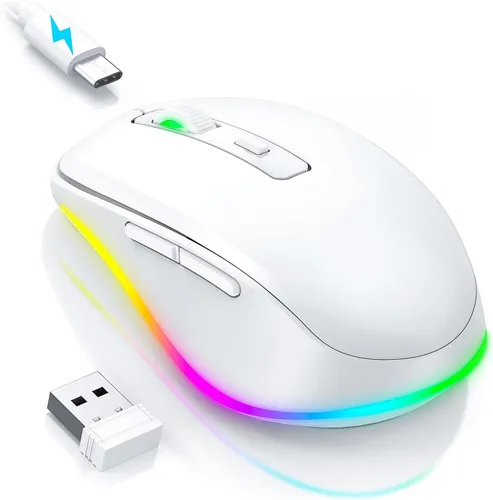 Vista 25 de PEIOUS Ratón Inalámbrico Jiggler – Ratones Inalámbricos LED con Jiggler Mover Integrado, Ratón Móvil Recargable para Computadora con Movimiento