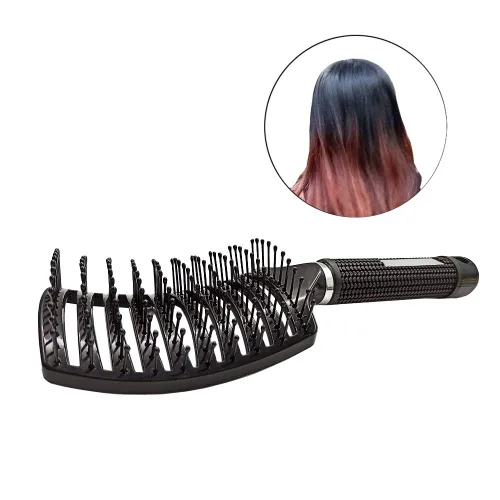 Vista 3 de Herramientas de peinado y cepillo de masaje desenredante cepillo curvado ventilado para cabello grueso y rizado