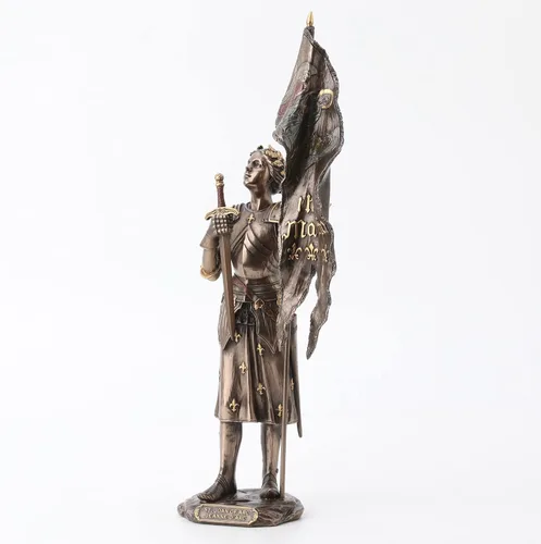 Vista 8 de Figura de Juana de Arco de 15 pulgadas con espada y bandera de color bronce