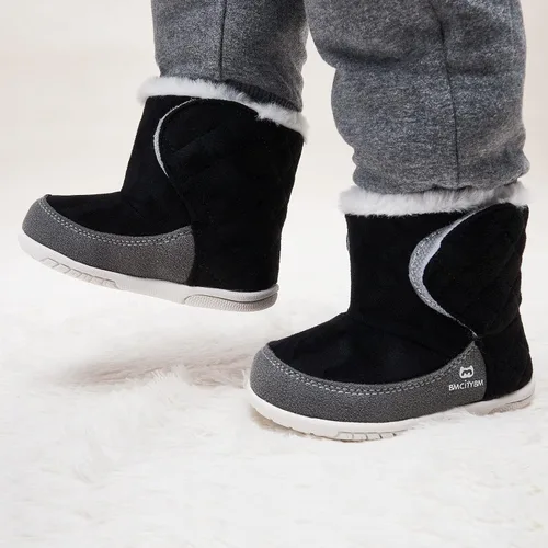 Vista 2 de BMCiTYBM Botas de nieve para bebés, niños y niñas, zapatos cálidos de invierno, zapatos ligeros al aire libre para bebés de 6, 9, 12, 18, 24 meses