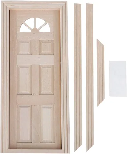 Vista 2 de Puerta de casa de muñecas, 1:12 casa de muñecas de madera en miniatura simulada puerta mini ventana modelo juguete accesorio Cargostrap casa