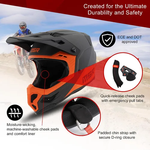 Vista 6 de MSR Casco de motocross hexagonal de carbono, motocross con MIPS