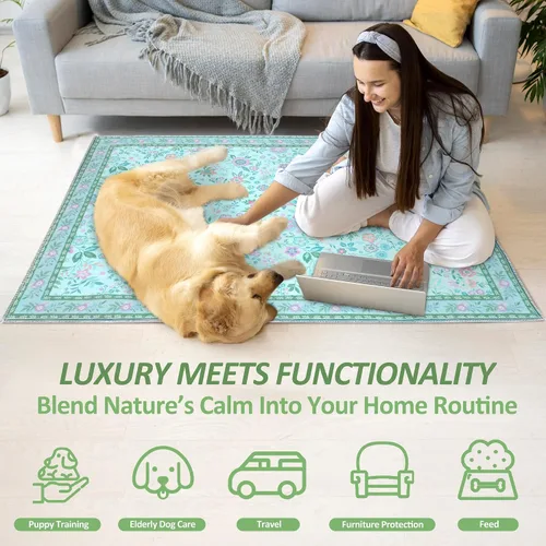 Vista 4 de Almohadillas lavables para orina para perros, paquete de 2 almohadillas reutilizables súper absorbentes para cachorros con patrones de flores