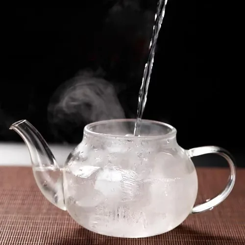 Vista 4 de Tetera de vidrio con infusor de vidrio transparente, tetera de 33.8 fl oz para estufa, té suelto, tetera de regalo