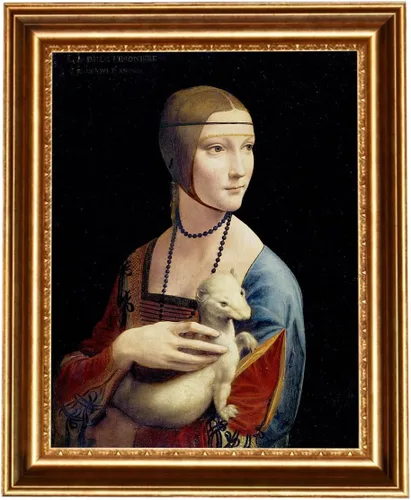 Vista 14 de ELITEART -La Belle Ferronnière por Leonardo DaVinci Reproducción de pintura al óleo Giclée de arte de pared impresiones en lienzo tamaño marcado: 29