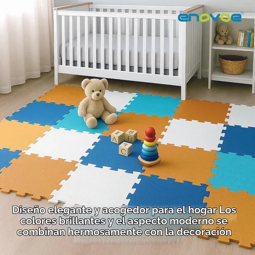 Vista 7 de Enovoe Alfombra de Juego para Bebés para Piso - Esteras de Espuma EVA Entrelazadas No Tóxicas - 16 Piezas - Alfombra de Espuma con Rompecabezas